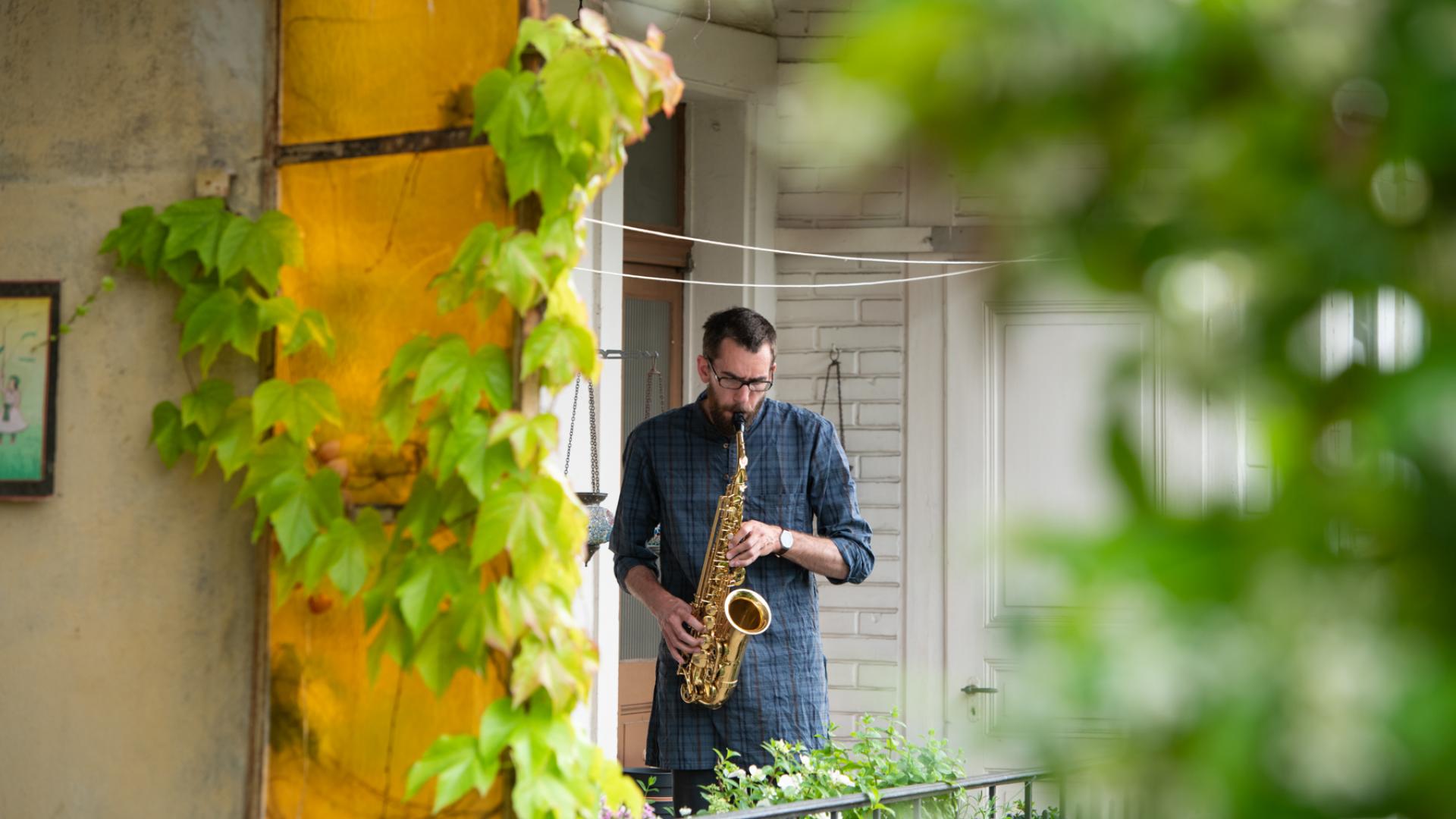 Sylvain Monchocé playing the saxophone